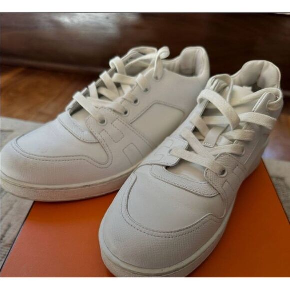 Hermes FREE EPSOM CALFSKIN / CALFSKIN WOMEN'S SNEAKER 375 90 BLANC sneakers.use - Picture 5 of 5